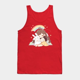 cut , rabbit , girl , rainbow Tank Top